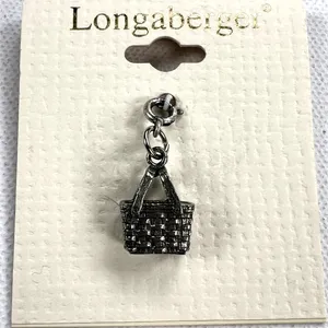 Longaberger Basket Large Market Basket Charm Antiqued Silver Tone NEW thumbnail 1
