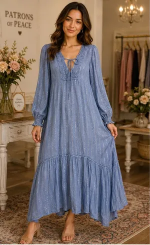 Sundress X Revolve Maria Maxi Dress in Roma Powder‎ Blue XS/S thumbnail 1