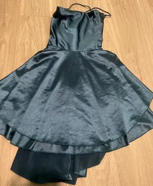 Satin Mini Dress in Deep Teal thumbnail 1