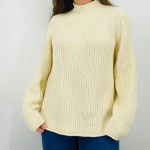 j. crew ivory chunky knit mockneck sweater size M thumbnail 7