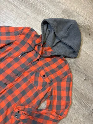 Plaid hooded long sleeve Orange Size M thumbnail 3