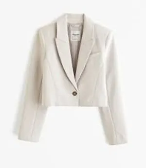 H&M Cropped Blazer Jacket Grey Tan XS thumbnail 1