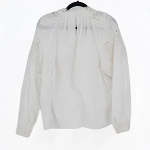 Sézane Cotton Eyelet Lace Mock Neck Long Sleeve Blouse White 46 / 14 thumbnail 4