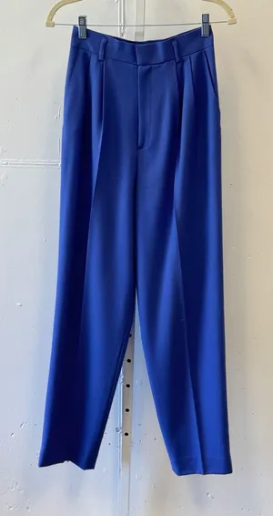 Classiques Entier Vintage Periwinkle 100% Pure Wool High Rise Pleated Trousers 4 thumbnail 1
