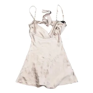 Speechless Satin Mini Dress Womens XXS Champagne Rhinestone Strap Open Back thumbnail 10