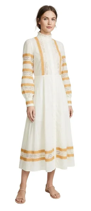 Sezane Embroidered Midi Shirt Dress Size 38/M thumbnail 1
