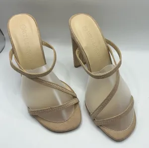 Wild Diva Lounge Women Tan Fashion Strappy Block Heel Snadles Size 6 ~ EUC thumbnail 1