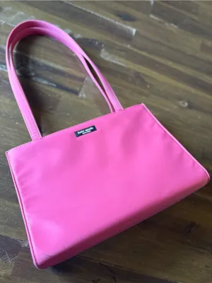 Vintage Kate Spade Pink Nylon Shoulder Bag Icon Sam Barbie Y2K Logo Coquette thumbnail 13