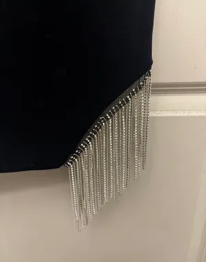 Windsor black velvet fringe dress thumbnail 2