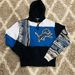 Detroit Lions sweatshirt! Custom made coogi style blue and black hoodie size XL! thumbnail 1