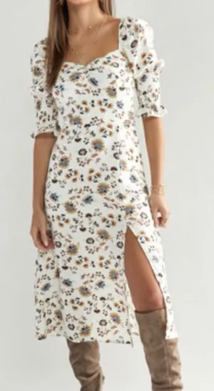 Audrey Parks x Francescas size small floral ivory midi dress cottage romantic bo thumbnail 1