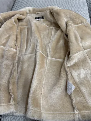 Vintage Mudd 90s Tan Faux Sued Fur Winter Teddy Coat Jacket Size M thumbnail 10
