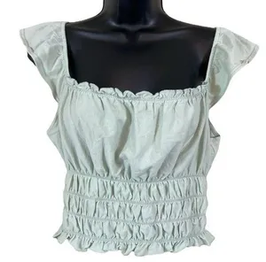 Miss Selfridge ASOS Mint Green Ruched Crop Top thumbnail 1