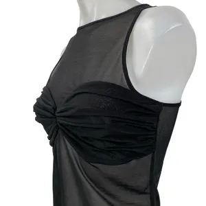 Reformation Rose Black Mesh Sheer Bustier Sleeveless Knit Cami Tank Top Size S thumbnail 3