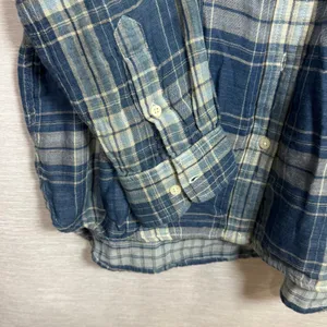 LRL Lauren Jeans Co Womens Shirt Large Button Down Blouse LongSleeve Plaid Blue thumbnail 7