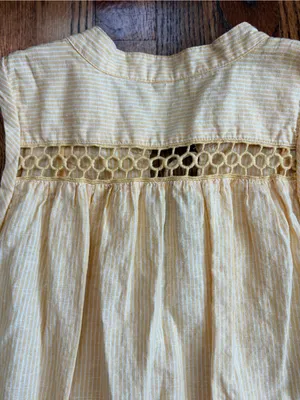 Free People Off Poplin Dress Saffron Combo Linen Blend Lace Up Mini Dress M thumbnail 8