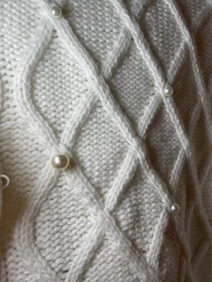 Pearl Embellished White Long Sleeve Sweater thumbnail 3