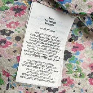 Boden‎ Floral Ruffle Neck Metallic Lurex Blouse Pink Blue US 6 UK 10 T1193 thumbnail 5