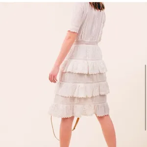 LoveShackFancy Bec Victorian Ruffle Peasant Midi Dress Farmhouse Ivory Size 2 thumbnail 11