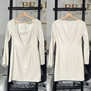 ALEXIS Vanna Ivory Cream Faux Leather Mini Dress Womens Large EUC $385 thumbnail 3