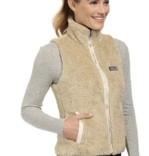 Patagonia Vest Women’s Tan Los Gatos Sherpa Fleece Pockets Full Zip thumbnail 1