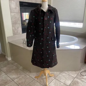 Irene van ryb Vintage Brown Textured Floral Long Coat size 40/ USA 6-8 WOOL thumbnail 2