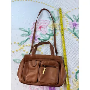 Brown Leather Satchel Shoulder Crossbody Bag Multiple Pockets‎ thumbnail 2
