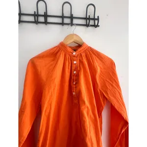 Gap 100% Cotton Orange Peasant Blouse Medium Lightweight Henley thumbnail 3
