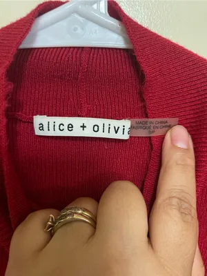 Alice + Olivia Vibrant Red Mock Neck Long-Sleeve Top thumbnail 4