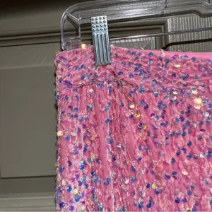 NWOT pink sequin glitter wide leg pants thumbnail 10