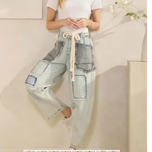 Oli & Hali Light Wash Patchwork Cropped Wide-Leg Jeans XL thumbnail 6