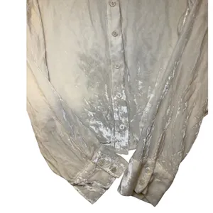 Reformation Willa‎ Velvet Button Down Top Cream Ivory Long Sleeve Small thumbnail 4