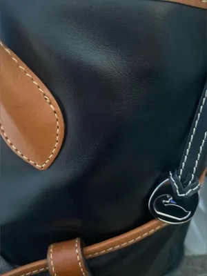 Dooney & Bourke Black and Tan Structured Sturdy Leather Satchel - New w/o Tags thumbnail 7