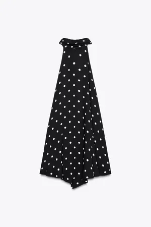 Zara Black Polka Dot Halter Top with Pointed Hem thumbnail 7