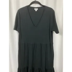 J.Crew Black Cotton Tiered Midi Dress Sz.L thumbnail 4