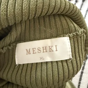 MESHKI Olive Green Rib Knit Turtleneck Sleeveless Midi Dress Extra Large Bodycon thumbnail 6