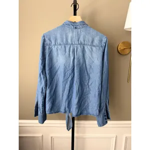 Cloth & Stone Chambray Button Down Tie Front Blouse Medium thumbnail 3