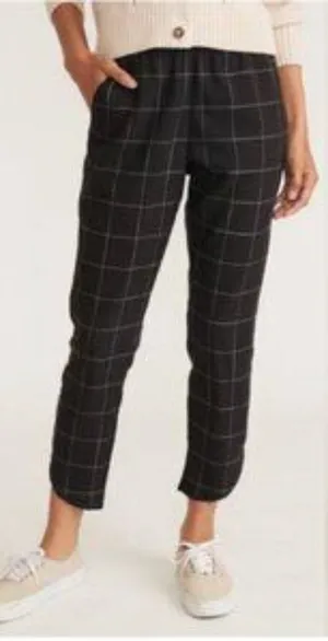 Marine Layer Black‎ White Allison Windowpane High Rise Pants thumbnail 1