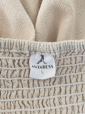 Anrabess Beige V-neck Wide Leg Jumpsuit Size Large thumbnail 10