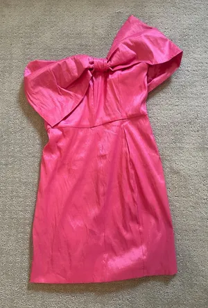 Windsor medium pink bow one shoulder cocktail party prom dance dress thumbnail 1