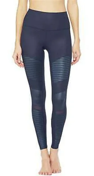 Alo Yoga Dark‎ Blue Mid Rise Moto Leggings thumbnail 1