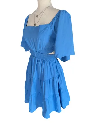 Shy Velvet Cutout Crossover Elastic Waist Casual Party A-Line Mini Dress thumbnail 11
