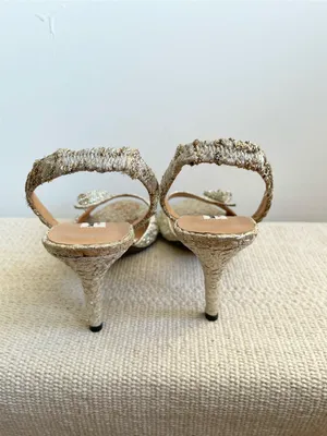 Vintage Y2K Issac Mizrahi Gold Foiled Sling Back Heels Size 36 Made In Italy thumbnail 4