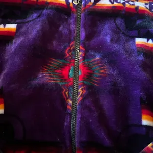 Aztec plush blanket zip up jacket purple SW print Size L/XL thumbnail 11
