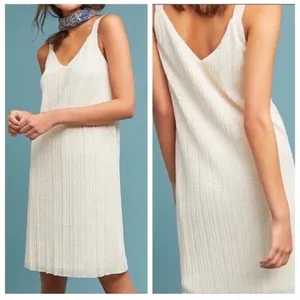 Meadow Rue Anthropologie Prespa Dress Size‎ 6 Cream Sleeveless V-Neck Textured thumbnail 2