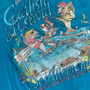 Vintage 90s Louisiana Catfish Festival Graphic T Shirt 🔥 thumbnail 2
