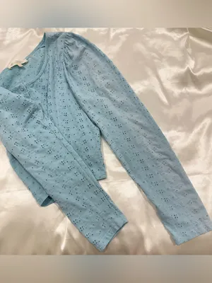 Love Shack Fancy Jonah Crop Cardigan XL Powder Blue Coquette Feminine Chic thumbnail 11