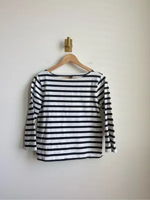 J.Crew Classic Mariner Boat Neck Striped Tee Navy White Size Small thumbnail 4