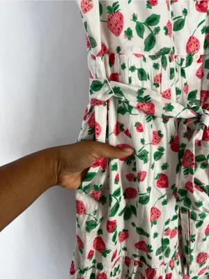 J.Crew Strawberry Print Collared Midi Dress Belted Size 10 thumbnail 5
