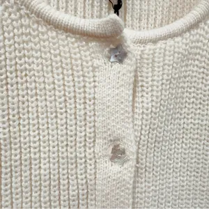 Jacquie The Label Cream Short Sleeve Knit Cardigan Star Buttons Lace Trim Top thumbnail 3